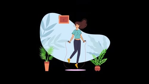 Female Doing Jumping Animated Illustration