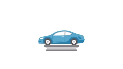 Flat Design Car Lifting on Scissor Lift Animation