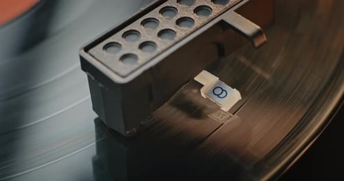 Retro Sound System Vinyl Record Spinning On Vintage Record Player