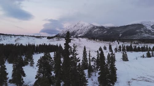 Paysage d'hiver sur le désert de Carcross à Carcross, Yukon, Canada. Prise de vue aérienne par Drone
