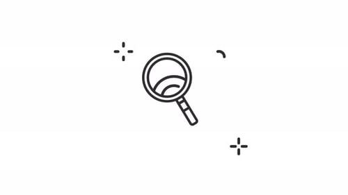Animated Search Magnifying Glass Icon in Flat Design Line Art