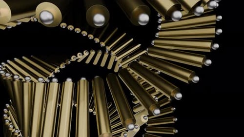 Rotating Gold and Silver Metallic Helix Abstract Background