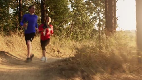 Couple Trail Run Steadicam Sunrise Energy