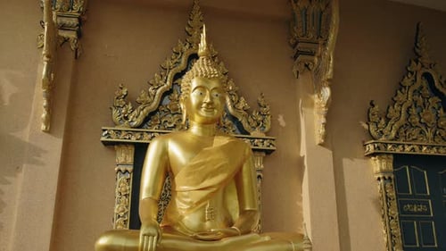 Golden Buddha Statue Inside Temple at Big Buddha Complex Koh Samui Thailand