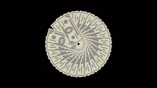 Flat Design Money Bills Fanning Out Animation