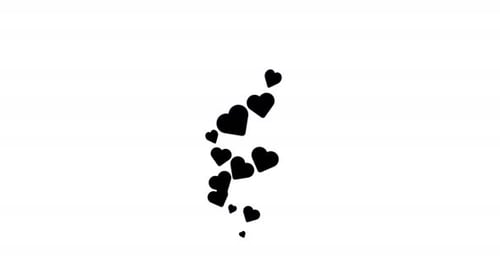 Minimalist Flat Design Black Hearts Floating Animation