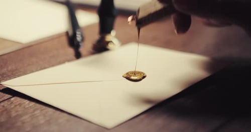 Classic Letter Sealing with Wax and Stamp