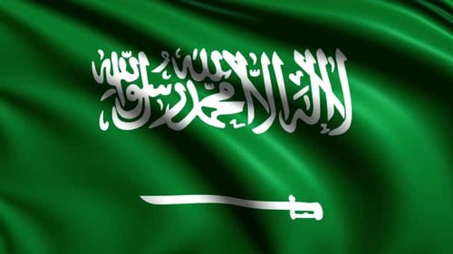 Realistic Saudi Arabia Flag Waving Seamless Loop