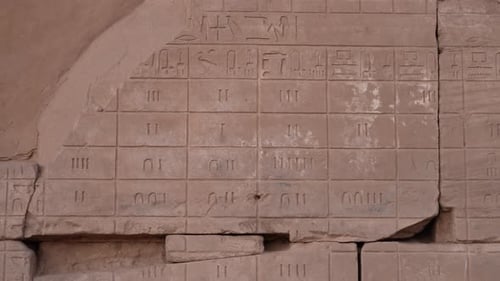 Ancient Egyptian spreadsheet documenting harvests engraved on a wall in the Karnak Temple in Luxor E