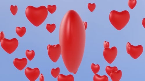 Animated Red 3D Hearts Floating Seamless Loop