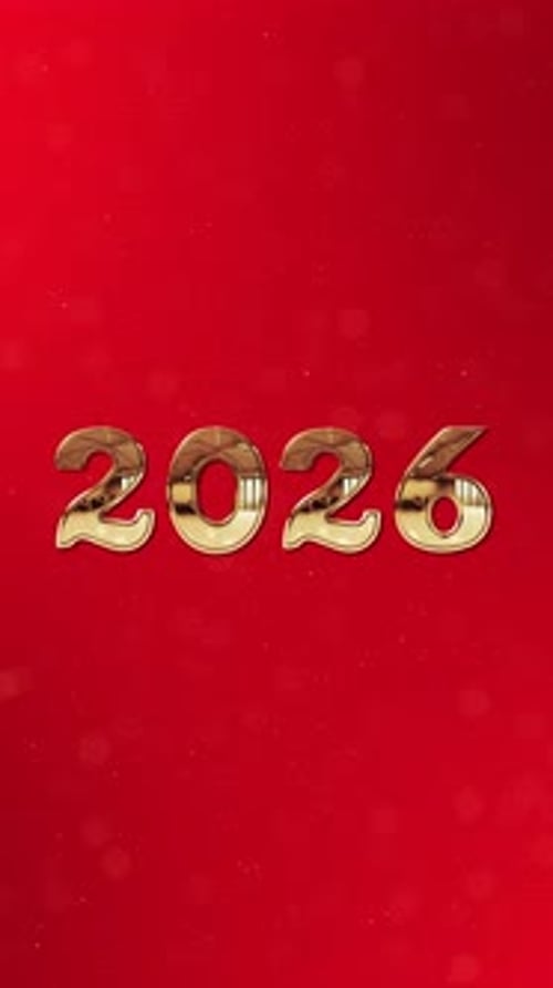 Golden 2026 New Year Celebration with Fireworks Vertical Animation