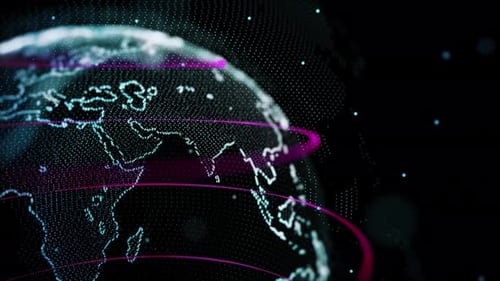 Abstract Dots and Triangles HUD Globe Earth Connected Plexus With Alpha