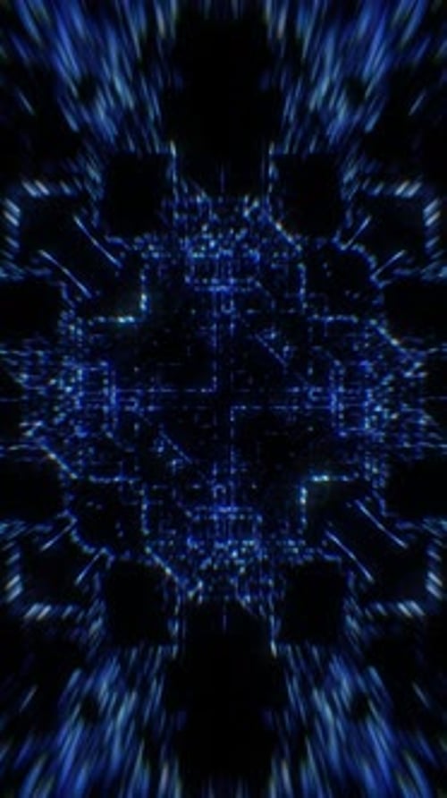 Futuristic Blue Digital Tunnel Loop Background