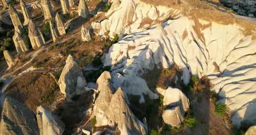 Drone View of Rocky Formations in Cappadocia