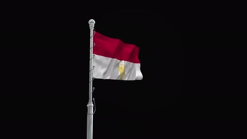 Realistic Waving Egyptian Flag on Flagpole