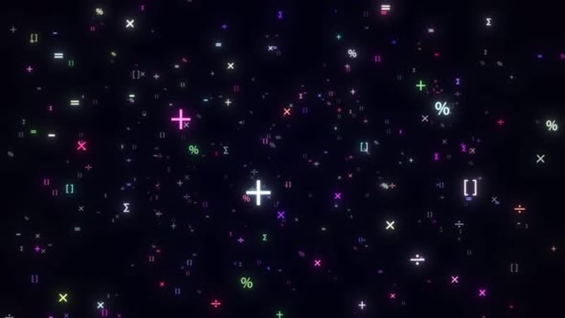 Math Symbol Flying Animation. Abstract Education Background. Plus Sign ...