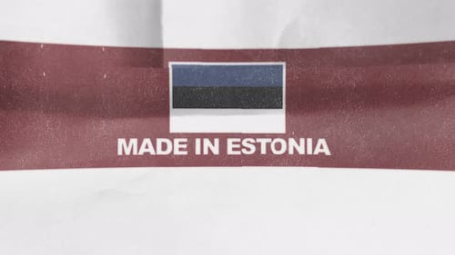 Made in Estonia Label Flag Stamping Animation