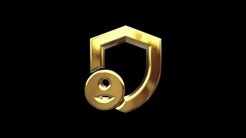 Golden Shield User Security Icon Rotating Loop