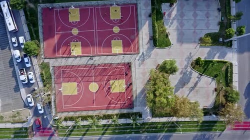 Aerial Shot Of Basketball Court