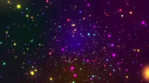Abstract dust particles glow neon.