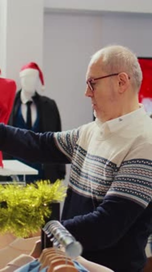 Vertical Video Old Client in Xmas Ornate Store