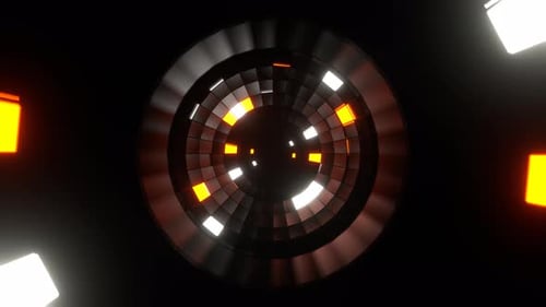 Orange And White Neon Shimmer Spherical Tunnel Background Vj Loop In 4K