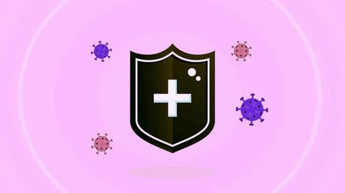 Minimalist Animated Medical Shield Protecting Against Viruses