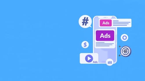 Concepto de publicidad móvil animada para marketing digital y promoción en línea con espacio de copia.