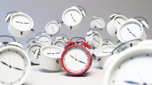 Abstract 3D Alarm Clocks Floating and Ticking Animation