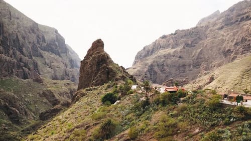 Beautiful Aerial Scenery of Masca Rock on Tenerife Island on Summer Sunny Day