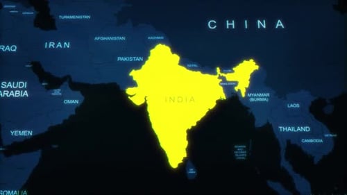 Futuristic World Map Zoom and India Highlight Animation