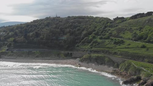 Flying towars the Kiliney Hill on a bright sunny day. Kiliney, Dublin, Ireland