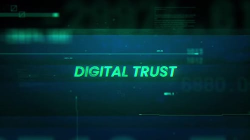 Digital Trust Word On Noise Glitch Error Technology Contexte de données futuriste