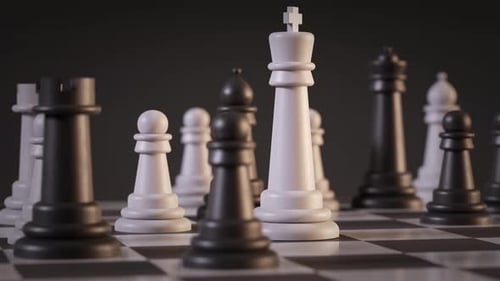 3D Animated Chess Pieces on a Strategic Board