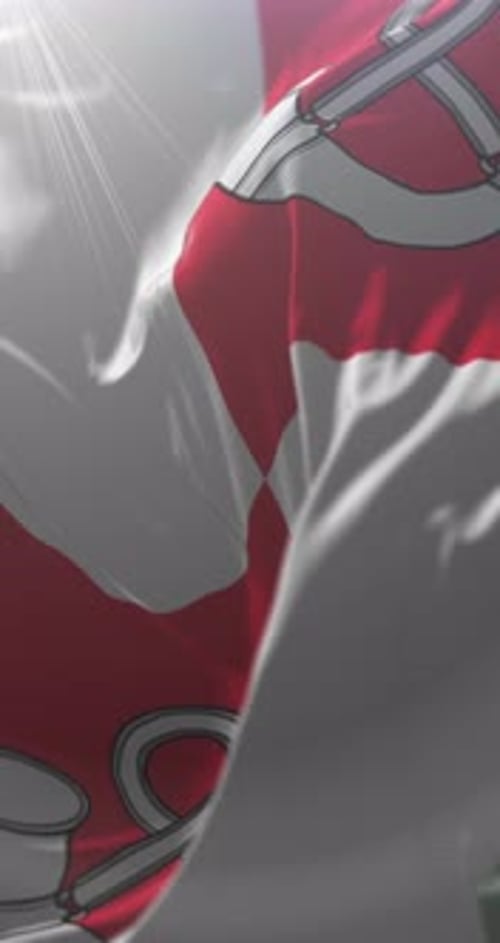 Realistic Vertical Waving Flag with Nautical Design