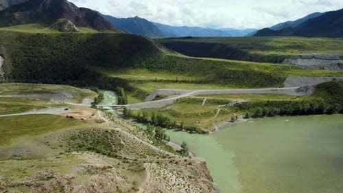 Drone Flight over Mountainous Siberian