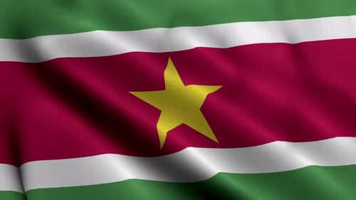 Suriname National Flag Waving in Realistic Loop Animation