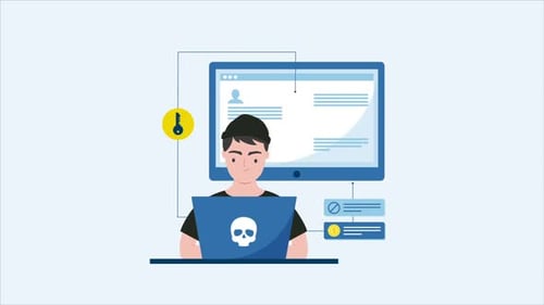Flat Design Cyber Security Breach Hacking Animation
