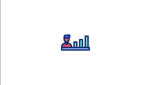 Animated Business Person and Data Bar Chart Icon