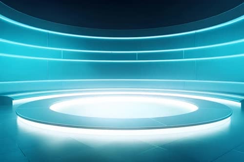 podium Futuristic showcase with platform for product displaying. Empty modern stage display