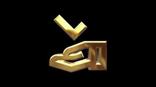 Animated Golden 3D Hand Icon with Checkmark