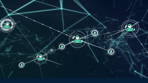 Abstract Digital Network with Connecting People Icons