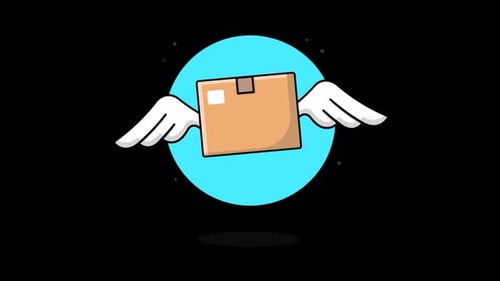 Minimalist Express Delivery Box with Wings Animation