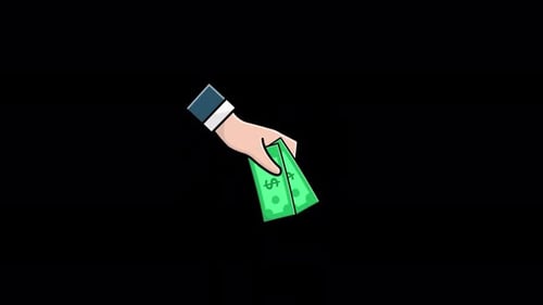 Animated Hand Giving Money in Flat Design Style