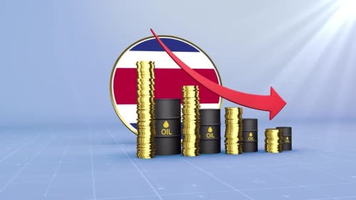 Costa Rica Oil Revenue Decline With Red Arrow