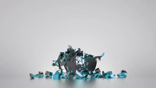 3d animated broken financial symbols restore and rebuild on white background