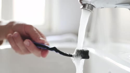 Person Hand with Toothbrush