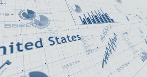 USA EU China India charts and graphs 3d diagram on paper