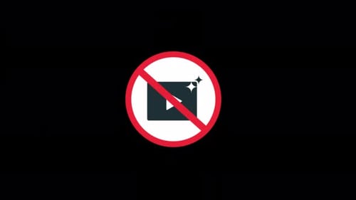 No hay ningún icono de vídeo generado por IA. Vídeo de animación sobre el concepto de prohibición de iconos de inteligencia artificial - Transparente