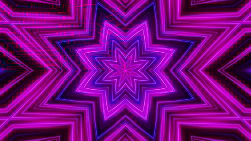 Purple and black star pattern with black background. Kaleidoscope VJ loop